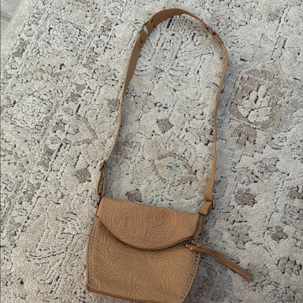 The Sak Adjustable Leather Crossbody or Shoulder Bag - Scotch Leaf Embroidered